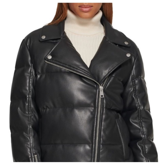 Levi's Black Moto Puffer Faux Leather Jacket Sz M NWT! - Picture 6 of 7